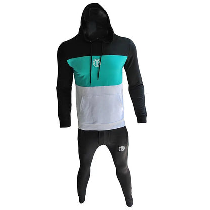 Fitness Suit Splicing Contrast Color Hooded Suit VogueDarzi