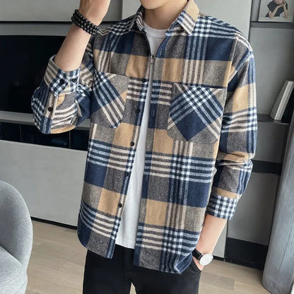 Men's Versatile Casual Loose Brushed Soft Shirt Coat VogueDarzi