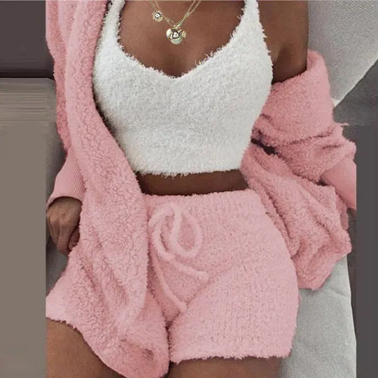 3-Piece Women's Plush Loungewear Set VogueDarzi