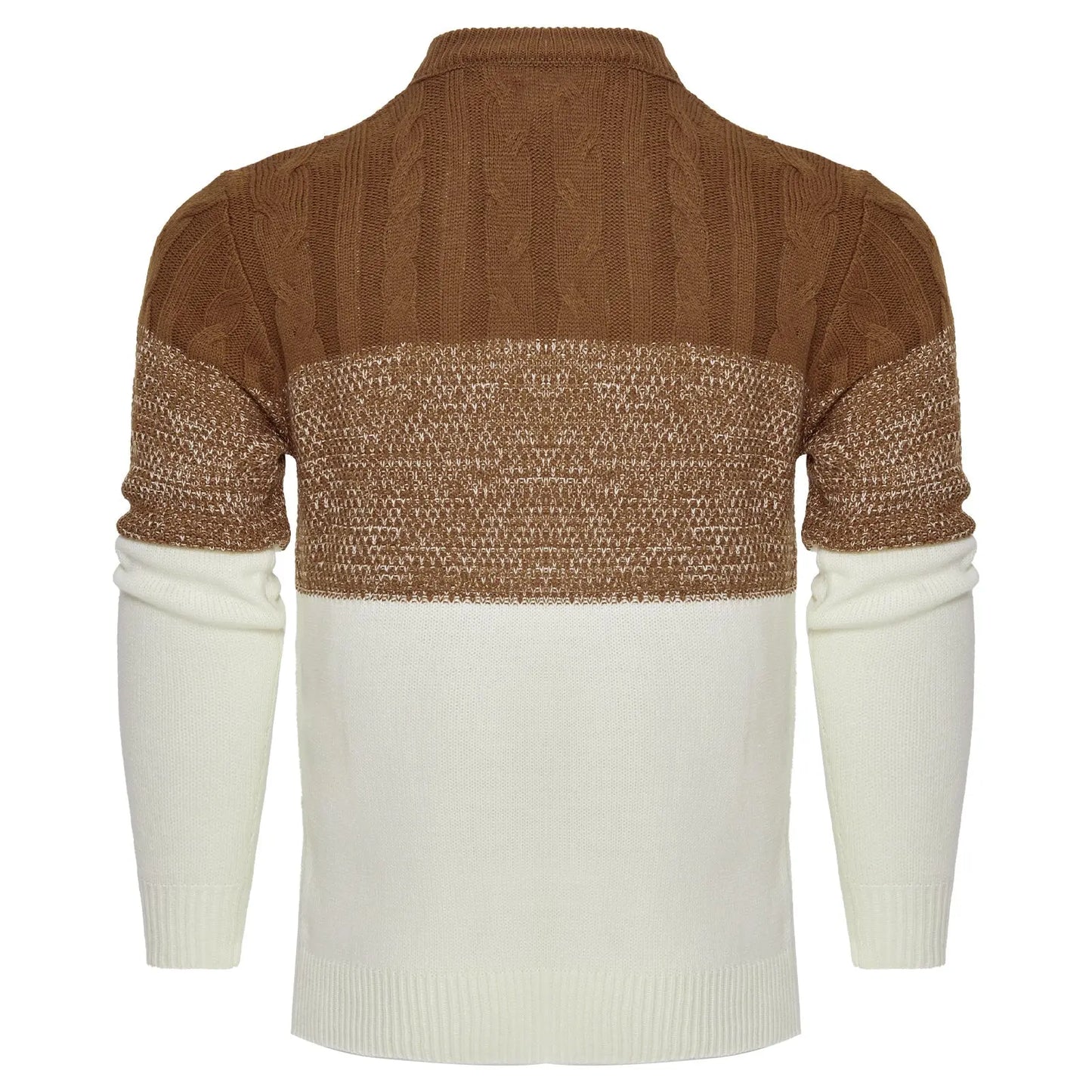 Men's Casual Color Block Long Sleeve Cable Knit Pullover Sweater VogueDarzi