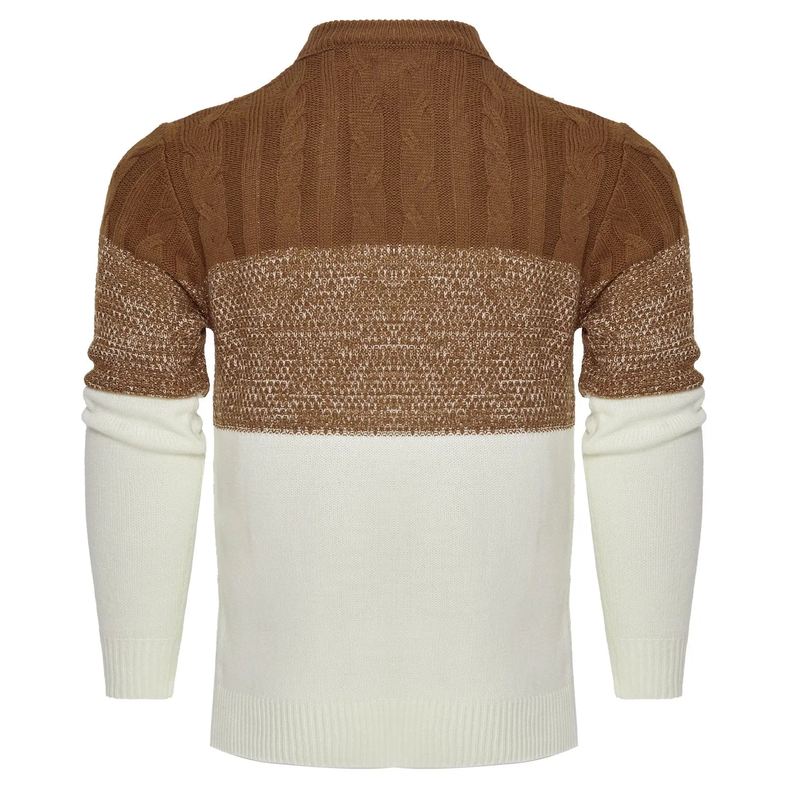 Men's Casual Color Block Long Sleeve Cable Knit Pullover Sweater VogueDarzi