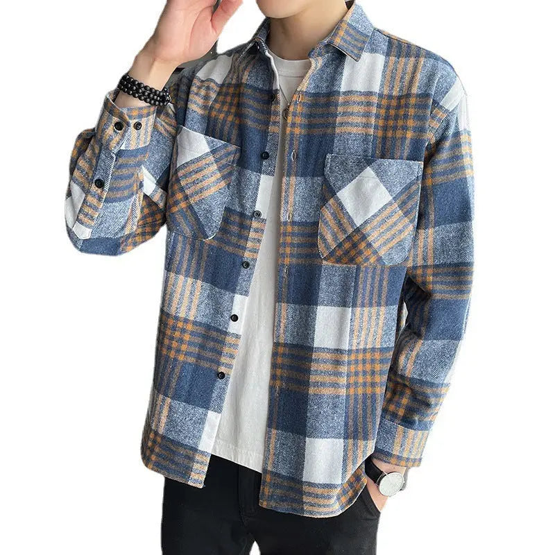 Men's Versatile Casual Loose Brushed Soft Shirt Coat VogueDarzi