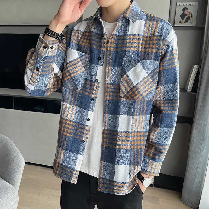 Men's Versatile Casual Loose Brushed Soft Shirt Coat VogueDarzi