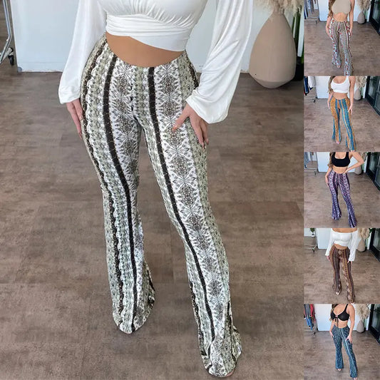 High Elastic Tight Pants Slim Sexy Print Trousers Womens Clothing VogueDarzi