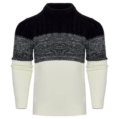 Men's Casual Color Block Long Sleeve Cable Knit Pullover Sweater VogueDarzi