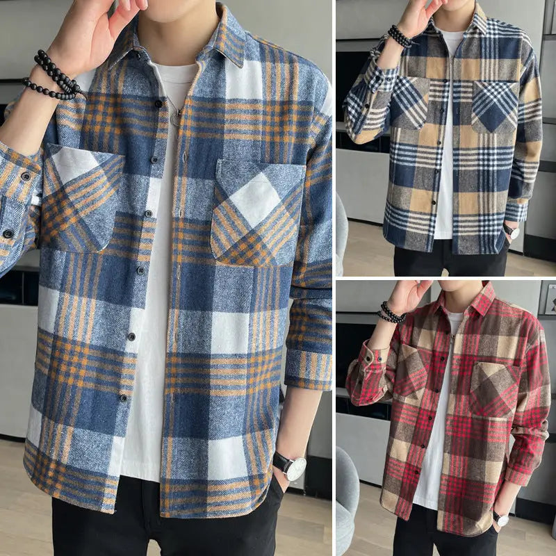 Men's Versatile Casual Loose Brushed Soft Shirt Coat VogueDarzi