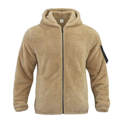 Plush Hooded Jacket Men's 
Autumn And Winter Fleece Double-sided Wear Warm Coat With Zipper Loose Casual Jacket Outdoor Clothing VogueDarzi