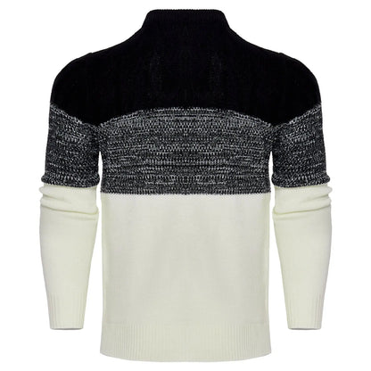 Men's Casual Color Block Long Sleeve Cable Knit Pullover Sweater VogueDarzi