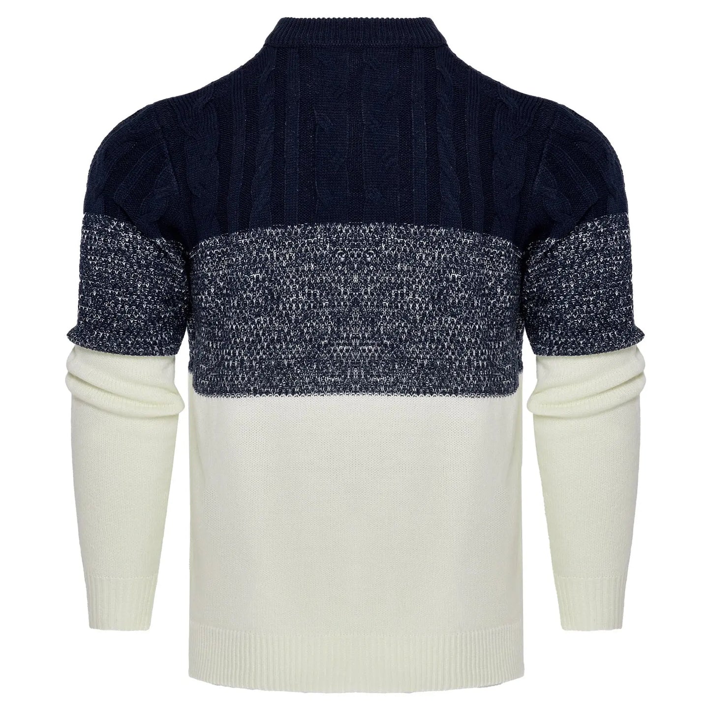 Men's Casual Color Block Long Sleeve Cable Knit Pullover Sweater VogueDarzi