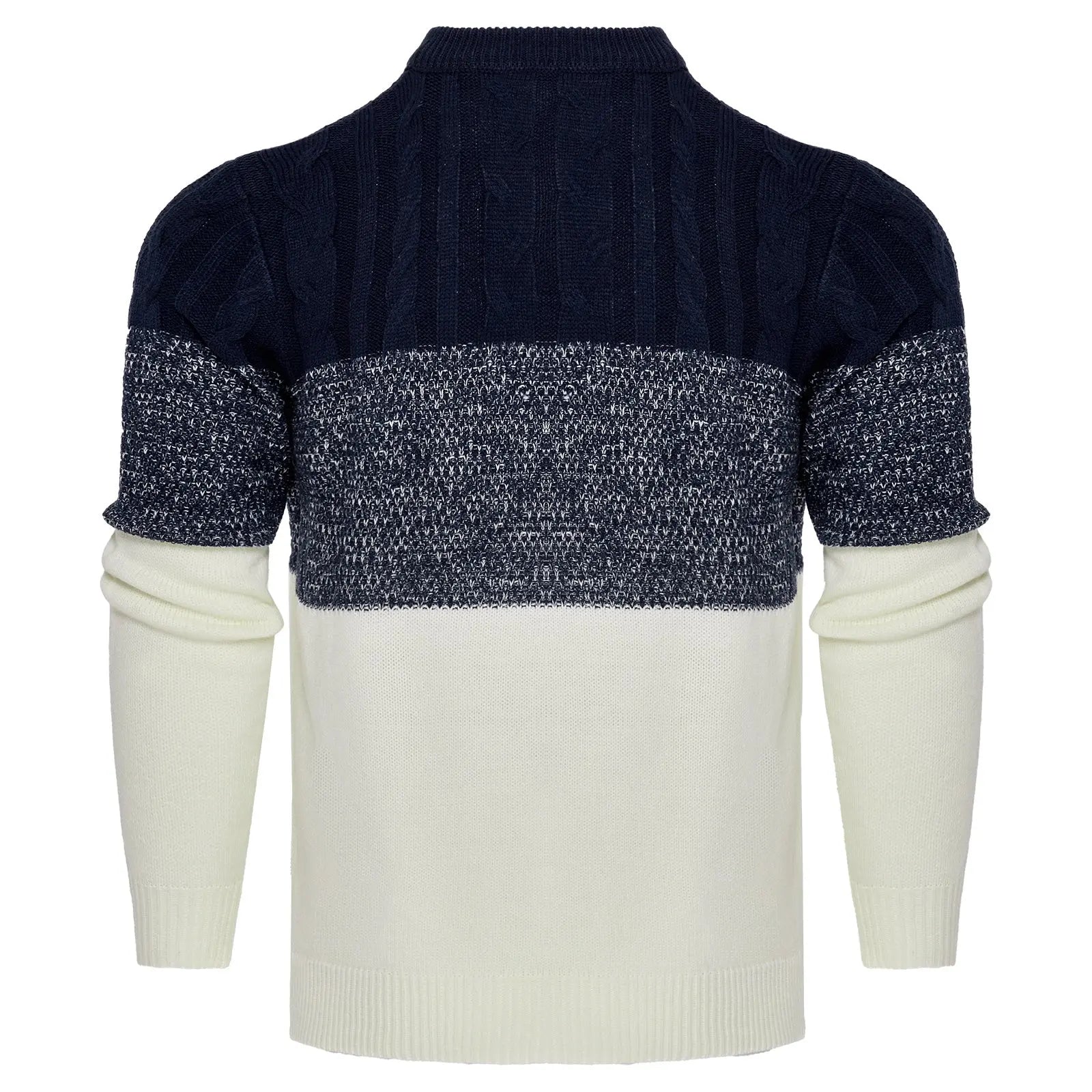 Men's Casual Color Block Long Sleeve Cable Knit Pullover Sweater VogueDarzi