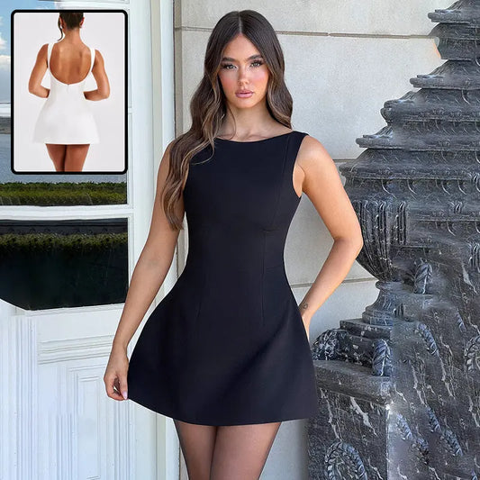 Sexy Slim-fitting Backless Dress Summer Sleeveless Short Dresses VogueDarzi